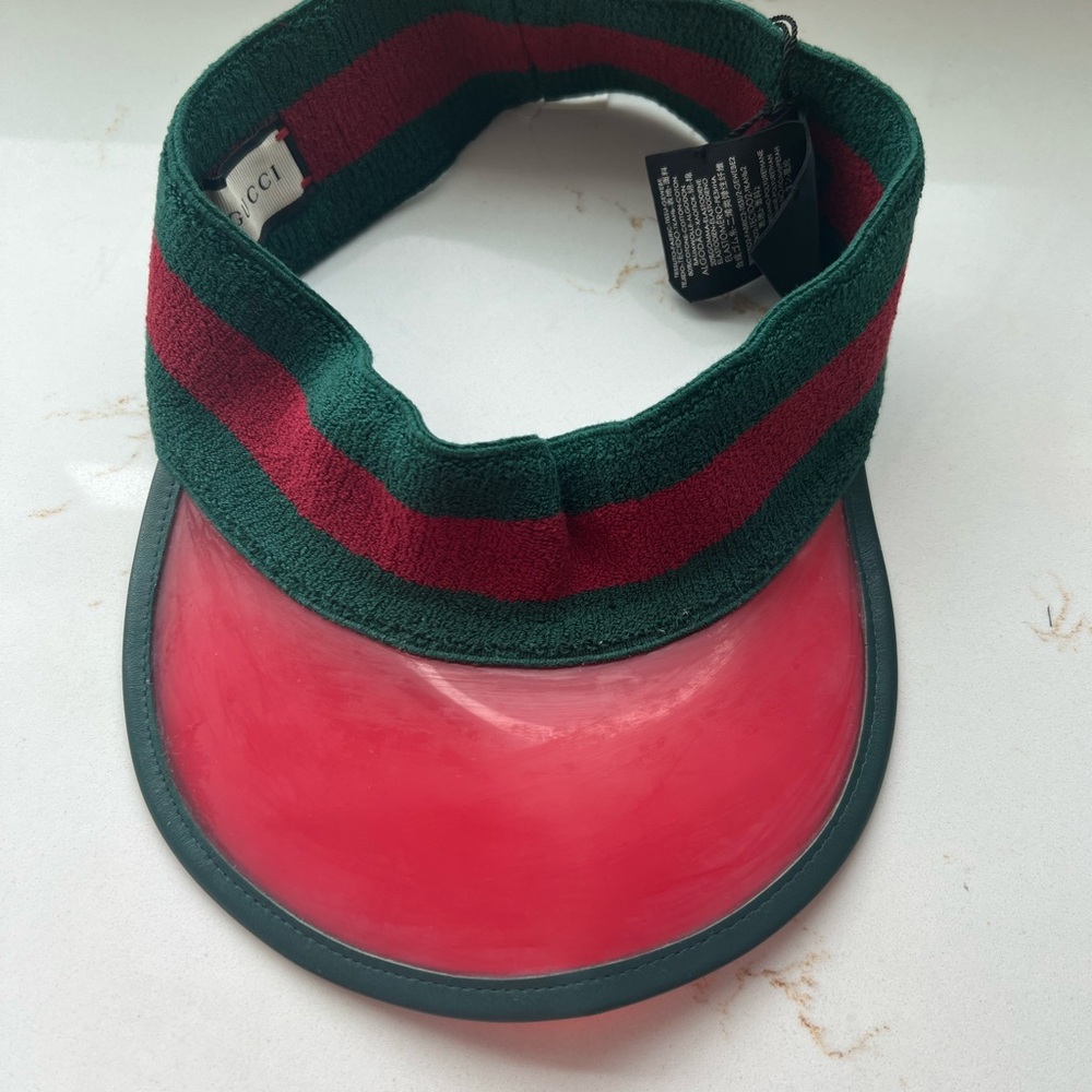 NWT Gucci Green and Red Striped Visor - Picture 4 of 10
